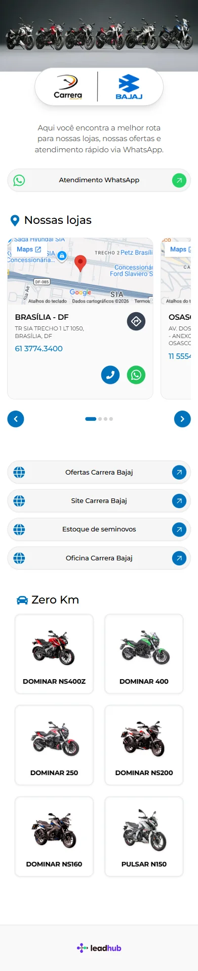 Template DealerBio Bajaj em mobile